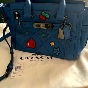 RARE Coach patches blue leather crossbody bag